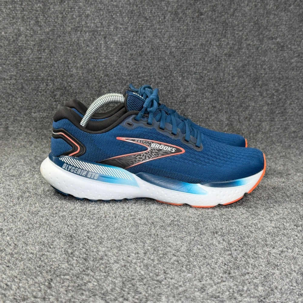 Brooks Glycerin GTS 21 Running Shoes Men's 9.5 Blue Black Orange ‎ Athletic Run
